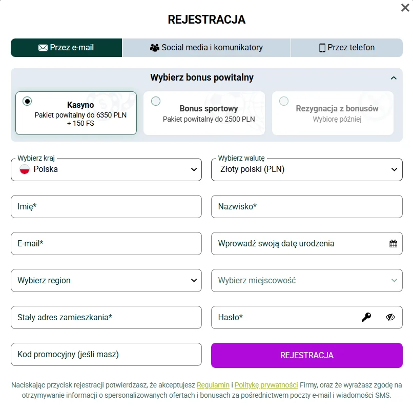 Spinbetter Casino rejestracja krok 3